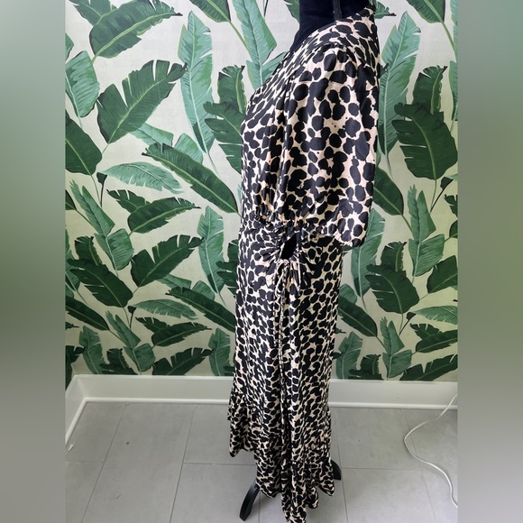 Proenza Schouler Printed Short Sleeve Cinched Dress Womens 12 NWT Black Cream - Picture 10 of 14